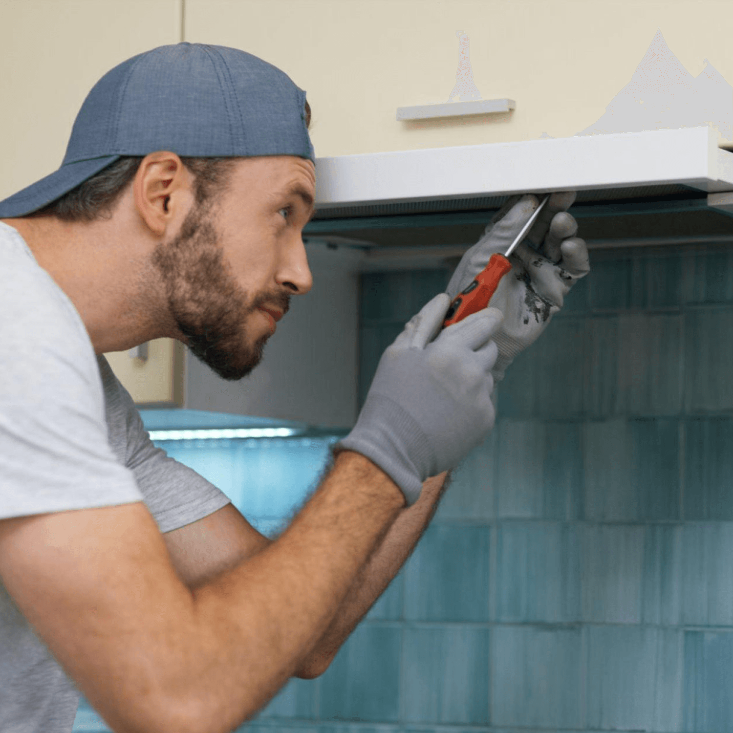 Man performing property maintenance